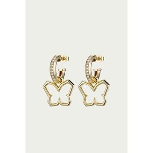 NEW F+H STUDIOS y2k butterfly charm earrings in gold/clear